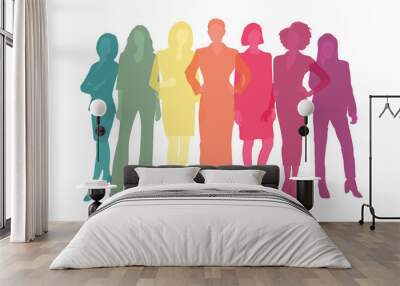 Colorful women in business teamwork illustration, successful women silhouette vector
 Wall mural