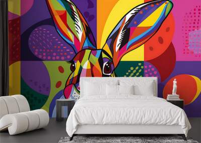 Abstract rabbit art design, wallpaper, the art of colorful beauty Wall mural