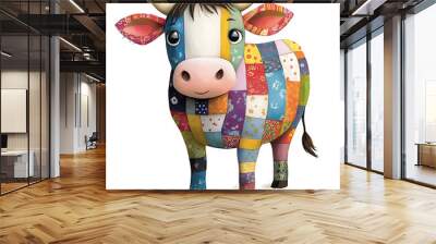 Animal patchwork, white background, the cute animals in the form of sewing and collage art Wall mural