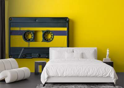 Cassette tapes, isolated background,  the medium for recording entertainment from the past. Wall mural