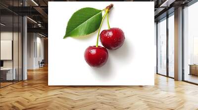 Cherries, white background, a fruit of freshness and nourishment Wall mural