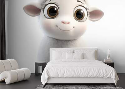 Super cute cartoons, white background, the sweetness and cuteness of 3D cartoon characters. Wall mural