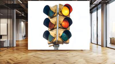 Traffic lights, white background, the signs indicating safe movement Wall mural