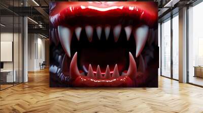 Vampire fangs, wallpaper, horror and terror and prey. Wall mural