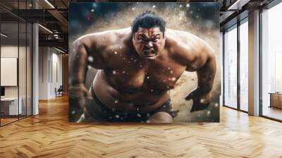 Portrait of sumo wrestler. Ai generative art  Wall mural