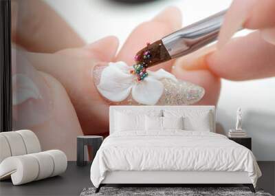 Amazing 3d Flower nail art design on tinted glass nails. Wall mural