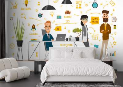 Business characters set. Working time in office Wall mural