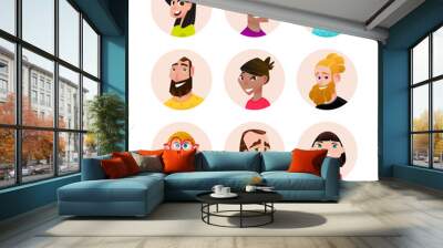 Characters avatars in cartoon flat style Wall mural