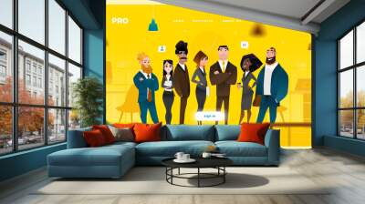 main page web design with business cartoon characters Wall mural