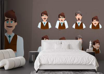 Man Cartoon Character Expressions Wall mural