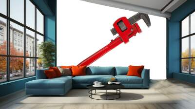 Red pipe wrench isolated on white background Wall mural