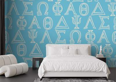 seamless background with letters of the greek alphabet Wall mural