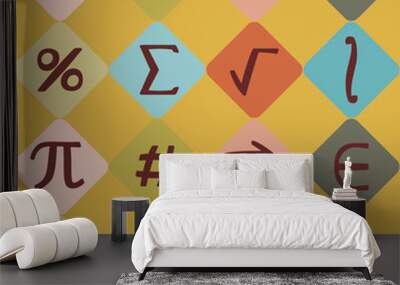 Seamless background with mathematical symbols Wall mural