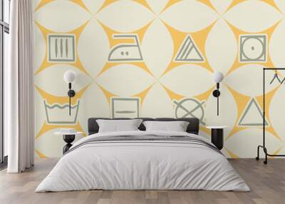 seamless background with washing symbols Wall mural