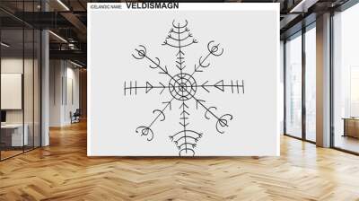 vector icon with ancient Icelandic magical staves Veldismagn. Symbol means and is used to increase power Wall mural