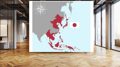 vector map of the Empire of Japan for your design Wall mural