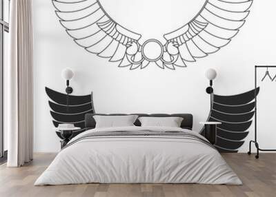 vector monochrome icon set with ancient egyptian symbol Winged sun for your project Wall mural