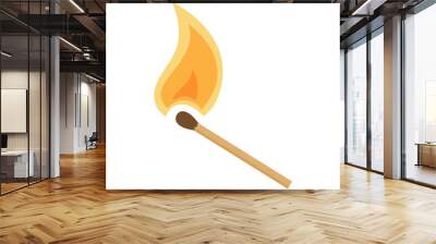 burning match on white background, cartoon illustration. vector Wall mural