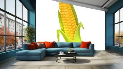 Colorful cartoon illustration of corn on a white background. Vector. Wall mural