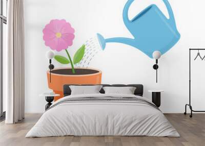 Potted flower and watering Wall mural