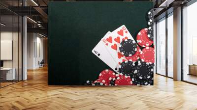 Casino chips and texas holdem poker cards. Vegas concept Wall mural