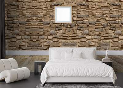 bright empty interior design, stone wall. 3D illustration Wall mural