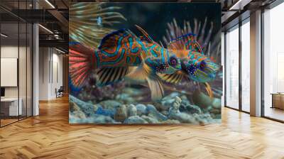 Mandarin fishes fighting  Wall mural