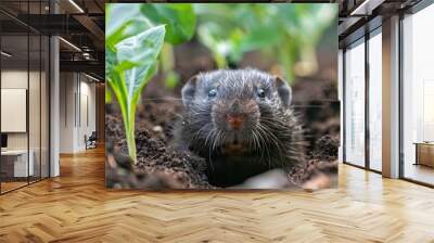 A rodent in the garden spoils the plants Wall mural