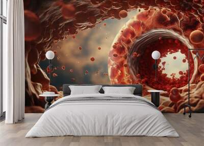 Blood clots in the human body close-up. AI generation Wall mural