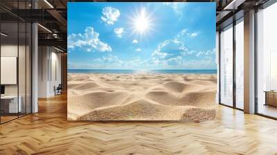 Close-up of beach sand against the background of the sea on a sunny bright summer day Wall mural