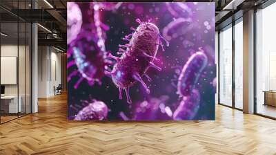 Purple bacterium close-up. Viruses and bacteria Wall mural