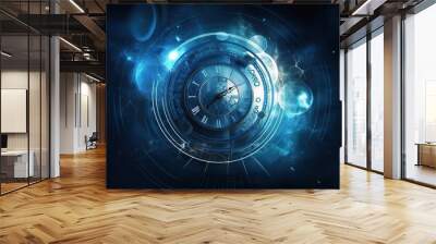 Time travel concept. Time travel clock.AI generated Wall mural