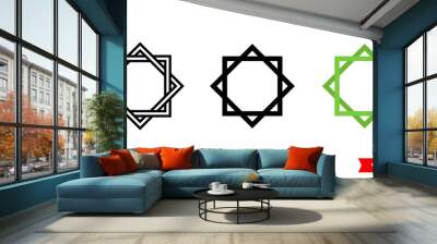 Octagram icon of 3 types. Isolated vector sign symbol. Wall mural