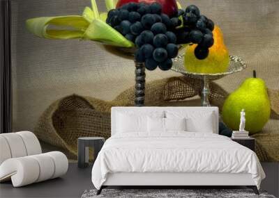 Still Life with Grapes, Apple, and Pears Wall mural