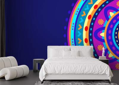 Hispanic heritage month background. Vector web banner, poster, card for social media, networks. Greeting national Hispanic heritage month, pattern on blue background. Wall mural