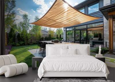 Modern Patio Design with Shade Sail Wall mural