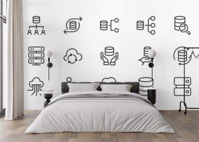 linear icon set of server . Wall mural