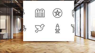 Set of simple religion line icons. Wall mural