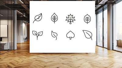 Simple line set of leaf icons. Wall mural