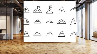 Vector line icons collection of mountain Wall mural