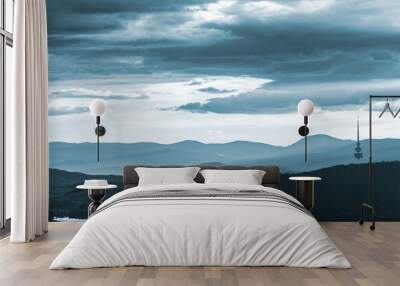 The Black Mountain And Beyond During Dusk Twilight Wall mural