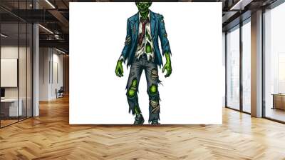 Halloween Zombie Cartoon, Fun & Spooky Design, Transparent Background. Wall mural