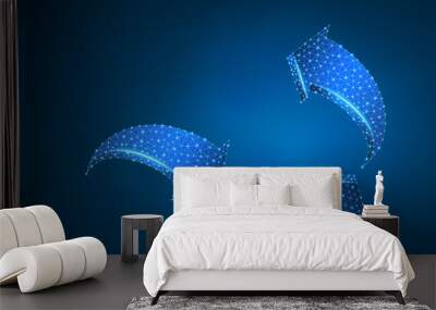 arrow making growth curve. three arrow goes down and up wireframe digital 3d illustration. low poly  Wall mural