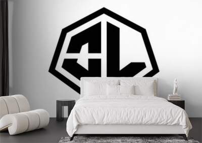 OL monogram logo with hexagon shape and line rounded style design template Wall mural