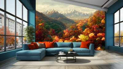 autumn in the mountains Wall mural