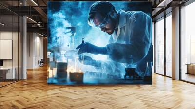 9. A scientist conducting an experiment in a laboratory Wall mural