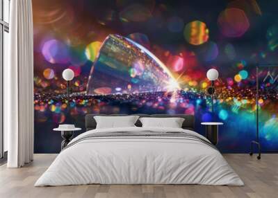 Closeup of a prism dispersing light into a spectrum. Wall mural