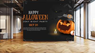 Happy Halloween. Halloween vector illustration with halloween pumpkins, and halloween elements. Wall mural