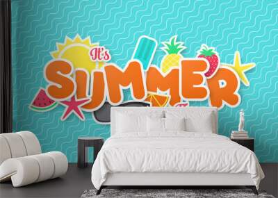 Summer time vector banner design. Paper cut style. vector illustration Wall mural