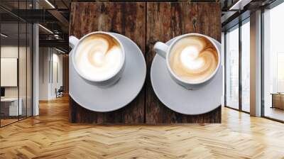 two cups of coffee cappuccino Wall mural